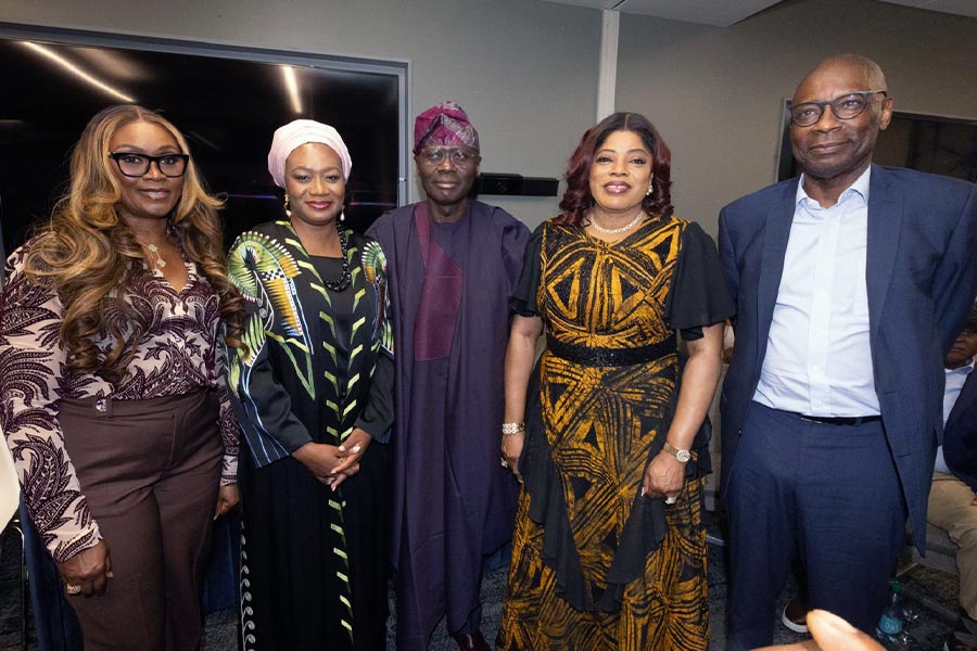 L – R: First Lady of Ogun State, Mrs. Bamidele Abiodun; Former Deputy Governor, Central Bank of Nigeria, Mrs. Aisha N. Ahmad,CFA; Executive Governor of Lagos State, Mr. Babajide Sanwo-Olu; Managing Director/Chief Executive Officer, Fidelity Bank Plc, Dr. Nneka Onyeali-Ikpe,OON; and Chairman, Fidelity Bank Plc, Mr. Mustafa Chike-Obi; at the 2025 Fidelity Nigeria International Trade and Creative Connect (FNITCC) held in Atlanta, Georgia over the weekend.